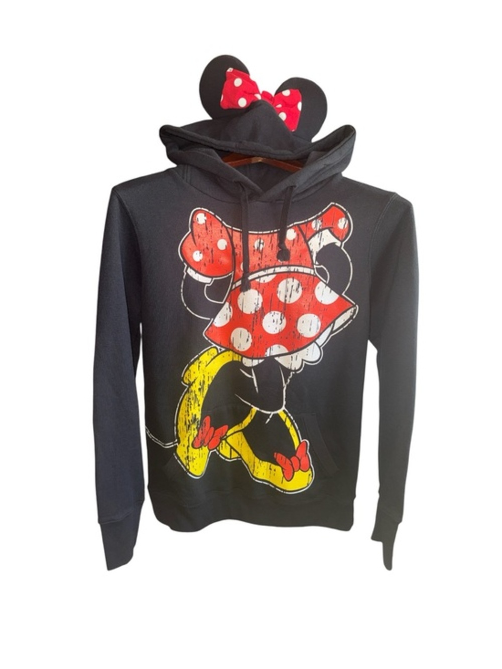 Disney Parks Black Minnie Mouse Ears Pullover Hoodie Disneyland Sweatshirt Top